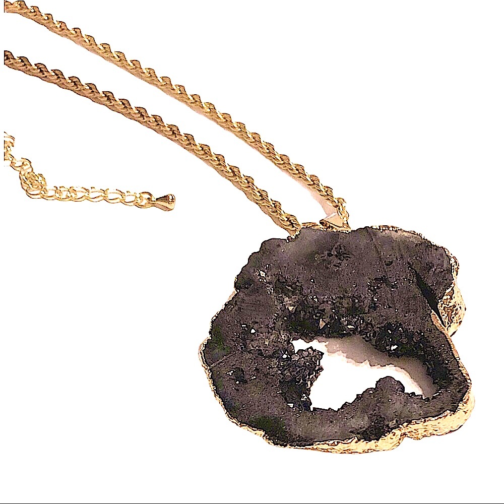 Combine Jewelry for Great Discounts!     New Black Geode Stunning Rope Necklace
